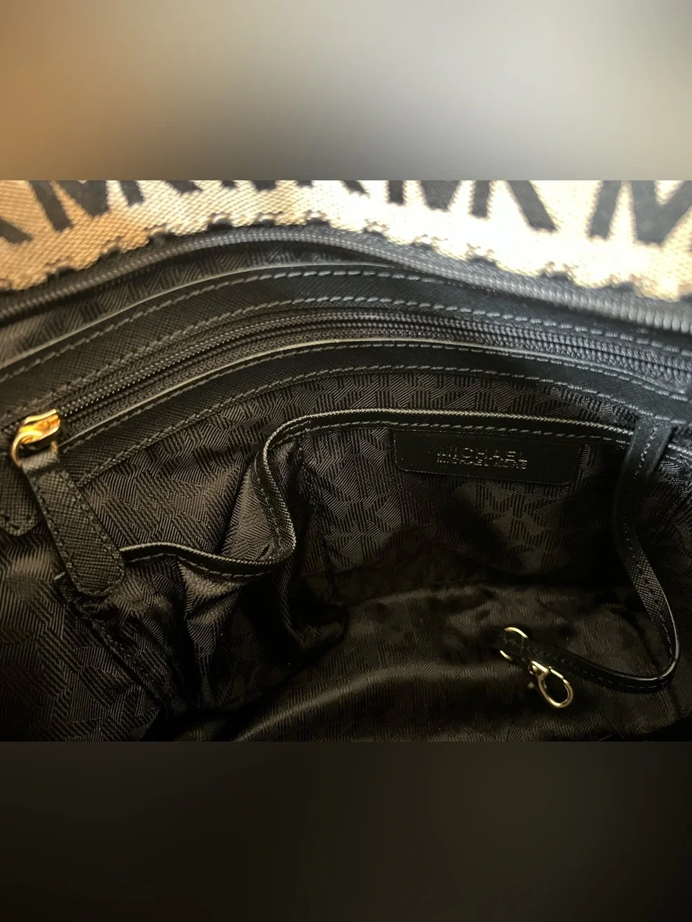 Michael Kors Tote In Signature Logo Canvas With Leather Straps & Gold-Tone Charm